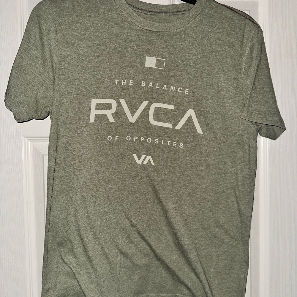 RVCA Green Short Sleeve Tee with Graphic Design - Size Small
